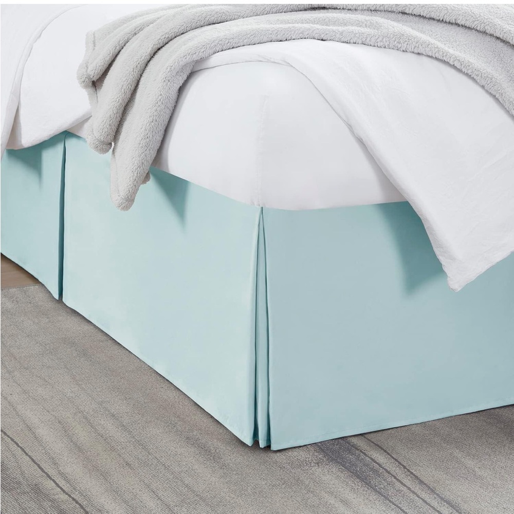 Nestl Light Baby Blue Bed Skirt King Size - King Bed Skirt 14 Inch Drop -